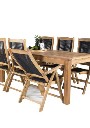 VENTURE DESIGN Peter havestol m. armln og 5 positioner - natur akacietr og sort reb