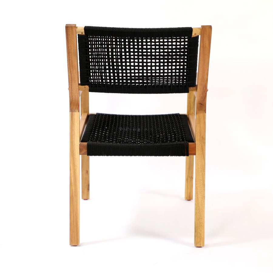 VENTURE DESIGN Little John havestol m. armln - natur akacietr og sort reb 