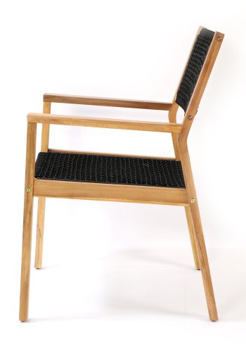 VENTURE DESIGN Little John havestol m. armln - natur akacietr og sort reb 