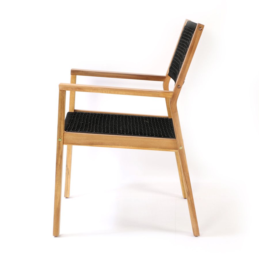 VENTURE DESIGN Little John havestol m. armln - natur akacietr og sort reb 