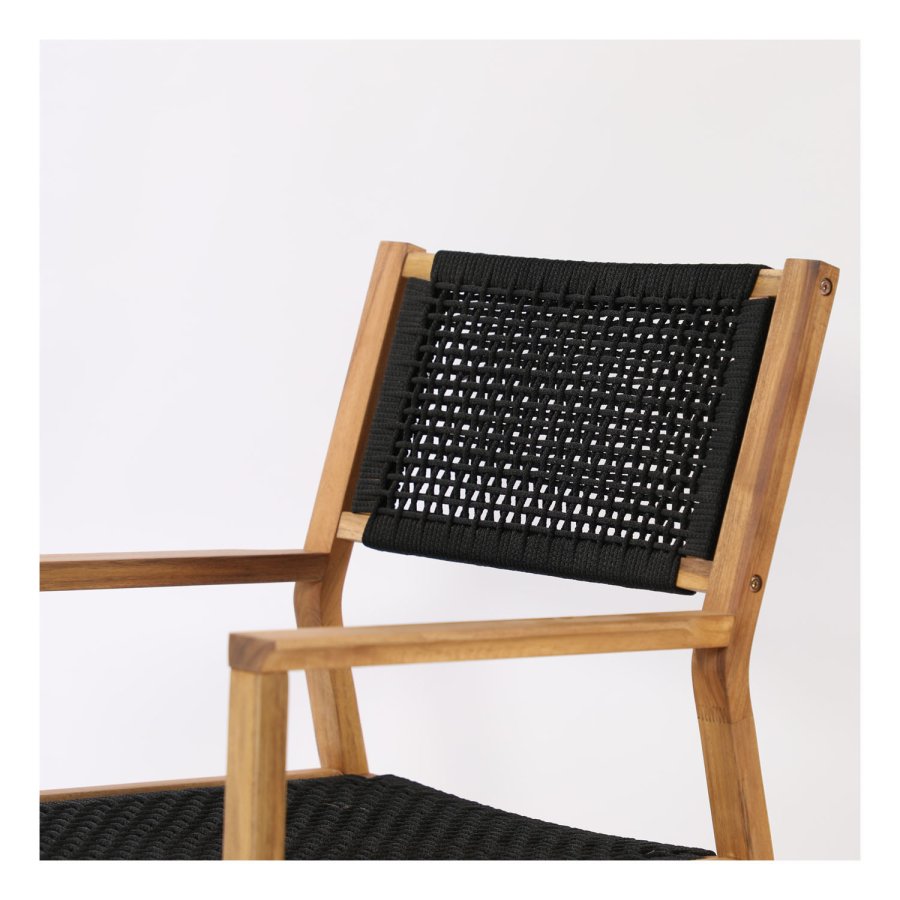 VENTURE DESIGN Little John havestol m. armln - natur akacietr og sort reb 