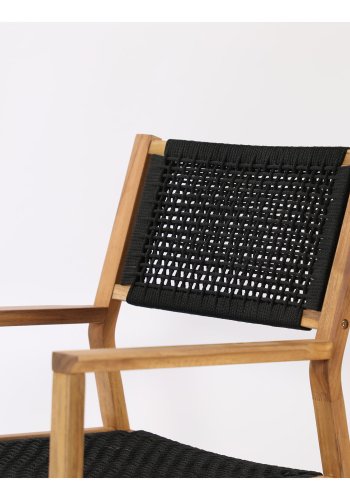 VENTURE DESIGN Little John havestol m. armln - natur akacietr og sort reb 