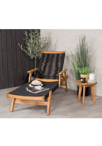 VENTURE DESIGN Little John udendrs liggestol - natur akacietr og sort reb 