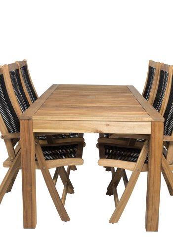 VENTURE DESIGN Peter havestol m. armln og 5 positioner - natur akacietr og sort reb