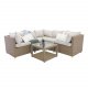 VENTURE DESIGN Vamos modul sofa havest 3+2+1 m. hynder - sand, natur rattan og aluminium 
