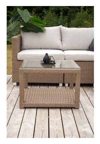 VENTURE DESIGN Vamos modul sofa havest 3+2+1 m. hynder - sand, natur rattan og aluminium 