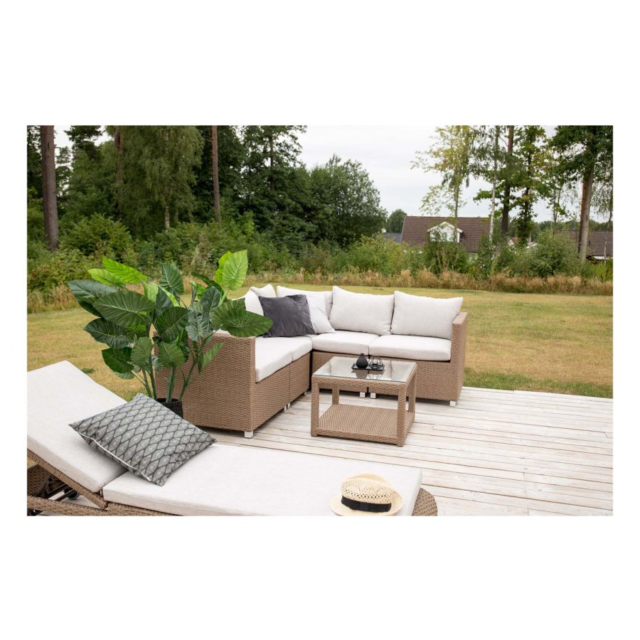 VENTURE DESIGN Vamos modul sofa havest 3+2+1 m. hynder - sand, natur rattan og aluminium 