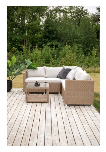 VENTURE DESIGN Vamos modul sofa havest 3+2+1 m. hynder - sand, natur rattan og aluminium 