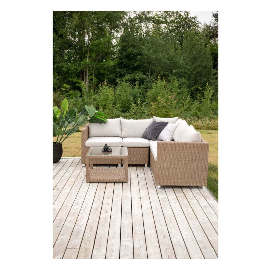 VENTURE DESIGN Vamos modul sofa havest 3+2+1 m. hynder - sand, natur rattan og aluminium 