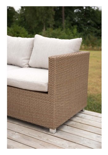 VENTURE DESIGN Vamos modul sofa havest 3+2+1 m. hynder - sand, natur rattan og aluminium 