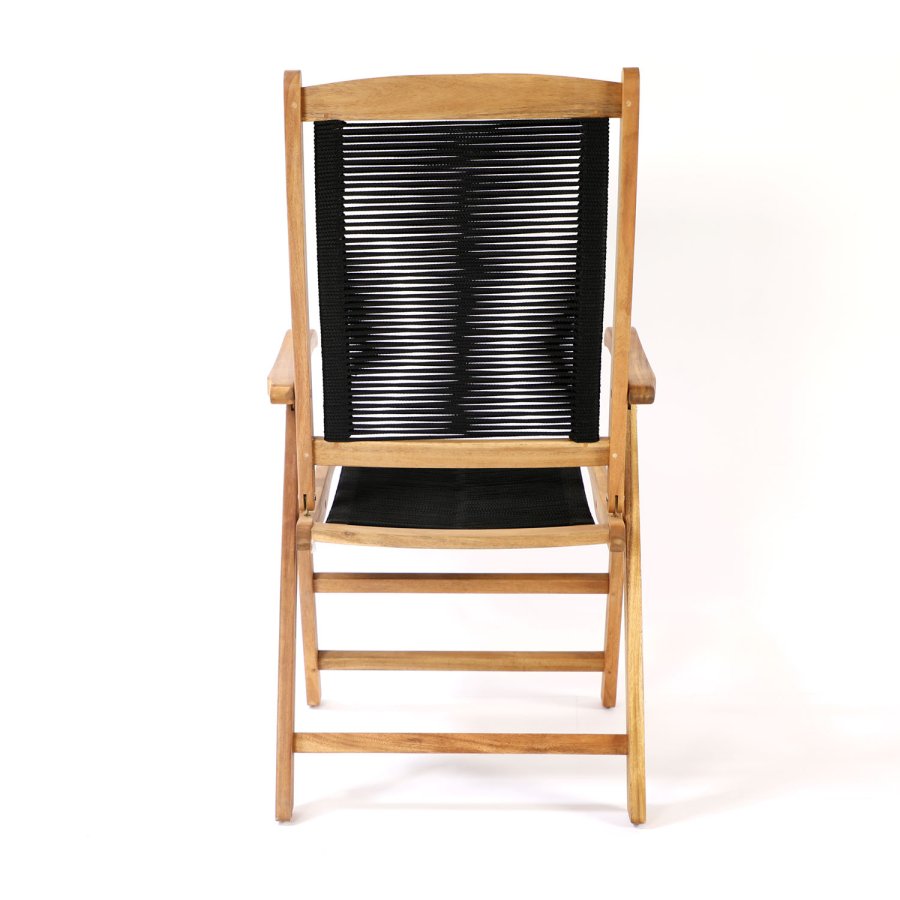 VENTURE DESIGN Peter havestol m. armln og 5 positioner - natur akacietr og sort reb