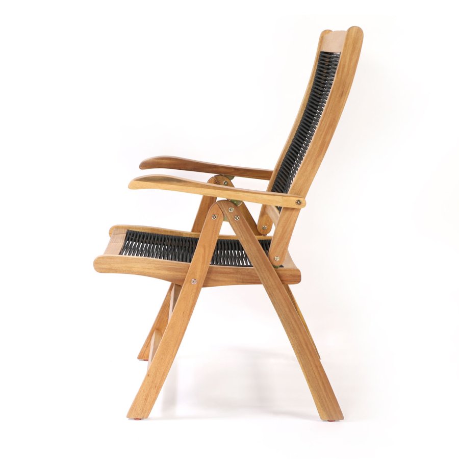 VENTURE DESIGN Peter havestol m. armln og 5 positioner - natur akacietr og sort reb