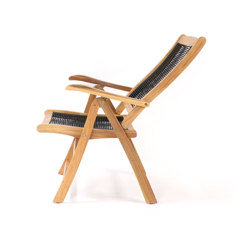 VENTURE DESIGN Peter havestol m. armln og 5 positioner - natur akacietr og sort reb