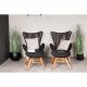 VENTURE DESIGN Tingeling loungestol, m. fodskammel - sort polyester reb og natur akacietr