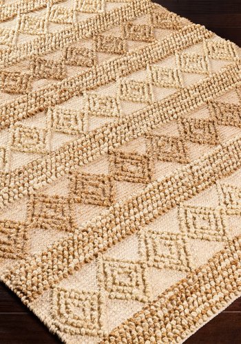 TEPPI 00025A gulvtppe m. mnster, rektangulr - beige jute (120x180)