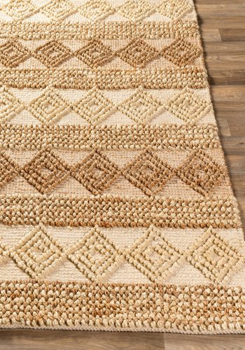 TEPPI 00025A gulvtppe m. mnster, rektangulr - beige jute (120x180)