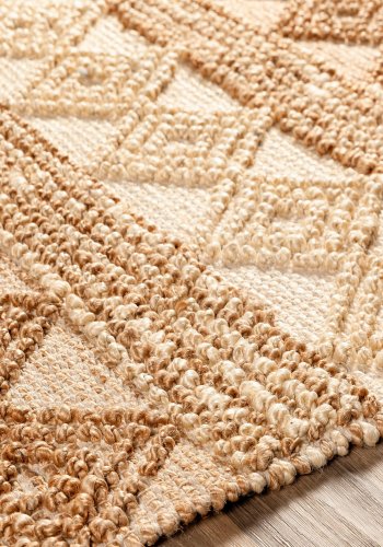 TEPPI 00025A gulvtppe m. mnster, rektangulr - beige jute (160x240)