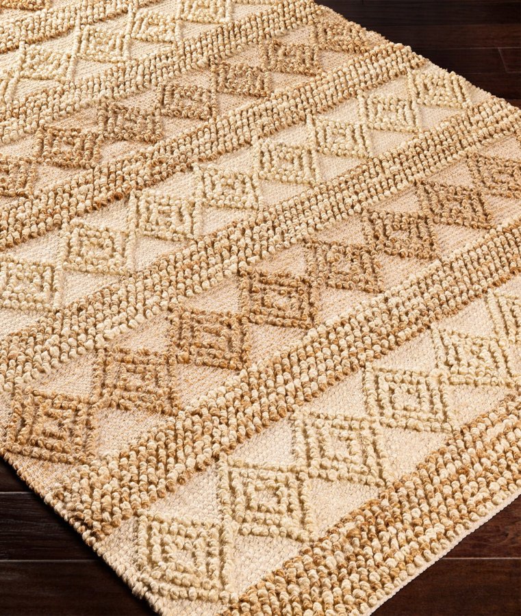 TEPPI 00025A gulvtppe m. mnster, rektangulr - beige jute (160x240)