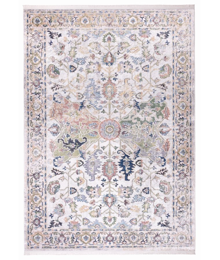 TEPPI 1137 gulvtppe m. mnster, rektangulr - multifarvet fljl stof (160x230)