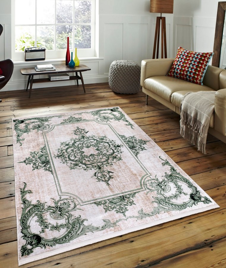 TEPPI 1037 gulvtppe m. mnster, rektangulr - multifarvet fljl stof (120x180)