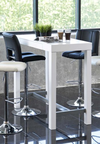 ACT NORDIC Sylvia barstol - hvid lder PU, m. metal stel, m. fodsttte