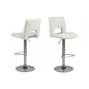 ACT NORDIC Sylvia barstol - hvid lder PU, m. metal stel, m. fodsttte