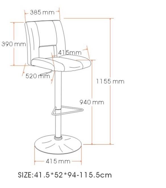 ACT NORDIC Sylvia barstol - hvid lder PU, m. metal stel, m. fodsttte