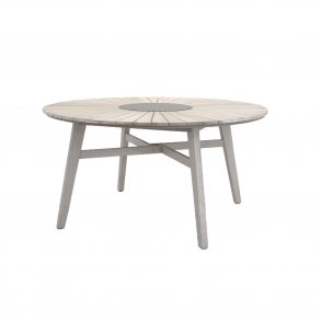 VENTURE DESIGN rund Rives havebord m. stenplade - antik hvid akacietr (150) 