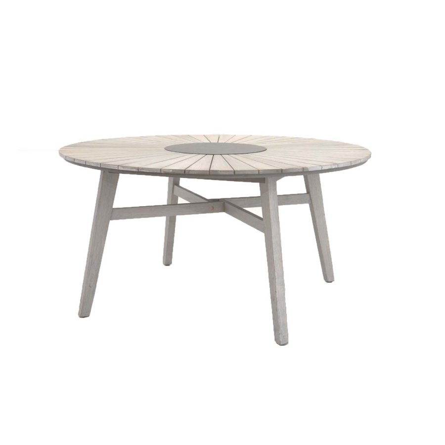 VENTURE DESIGN rund Rives havebord m. stenplade - antik hvid akacietr (150) 