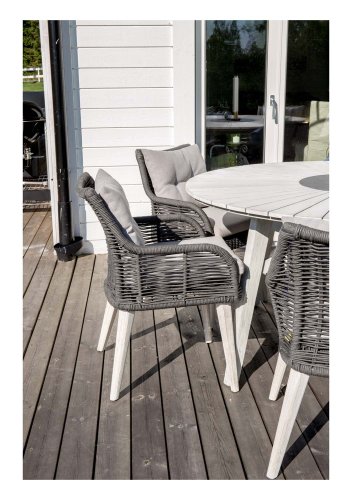 VENTURE DESIGN rund Rives havebord m. stenplade - antik hvid akacietr (150) 