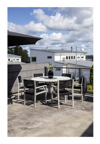 VENTURE DESIGN rund Rives havebord m. stenplade - antik hvid akacietr (150) 