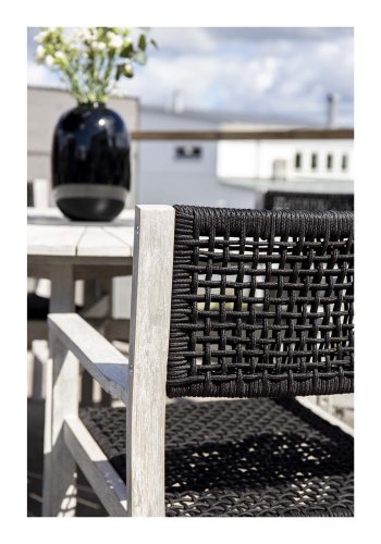 VENTURE DESIGN rund Rives havebord m. stenplade - antik hvid akacietr (150) 