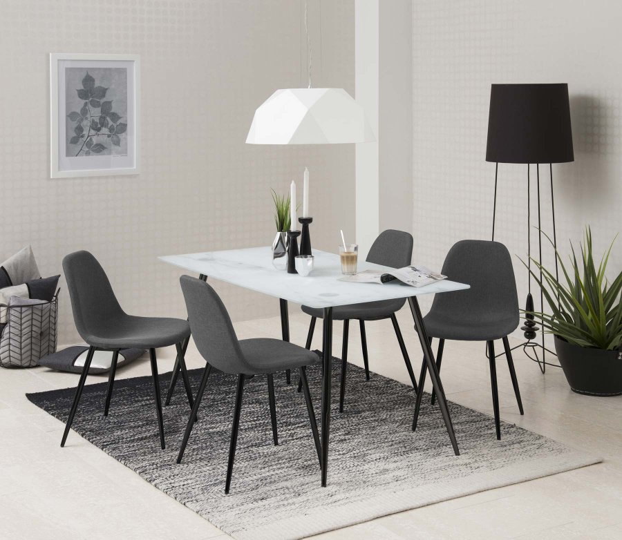 ACT NORDIC Wilma spisebordsstol - antracitgr stof m. metalben