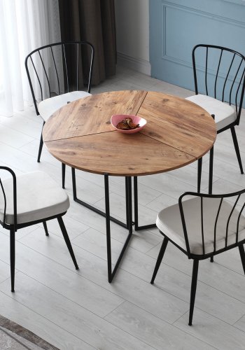 NORDVÄRK Yaprak spisebord, rund, foldbar - natur melamin og metal (100)