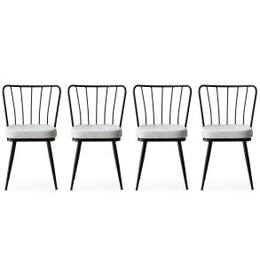 NORDVÄRK spisebordsstol - fljl og sort metal (st med 4)