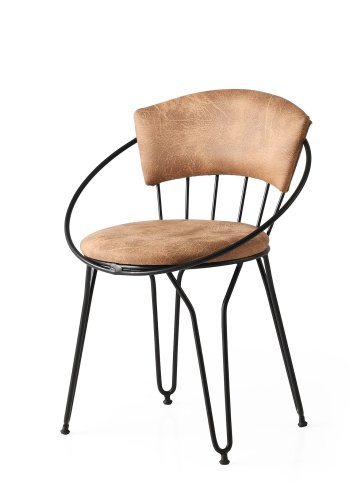 NORDVÄRK Istanbul spisebordsstol, m. armln - beige fljl og sort metal (st med 2)