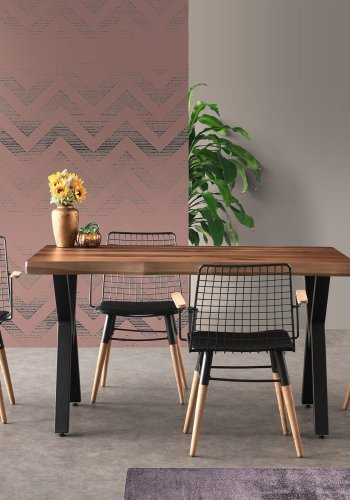 NORDVÄRK Trend spisebordsstol, m. armln - sort lder og valnd/sort metal (st med 2)