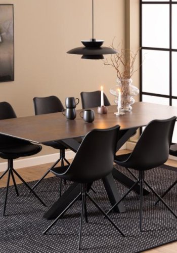 ACT NORDIC Heaven spisebord, rektangulr - rustbrun keramik og sort stl (200x100)