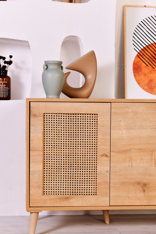 NORDVÄRK Hazeran sknk, m. 4 lger - natur melamin og metal