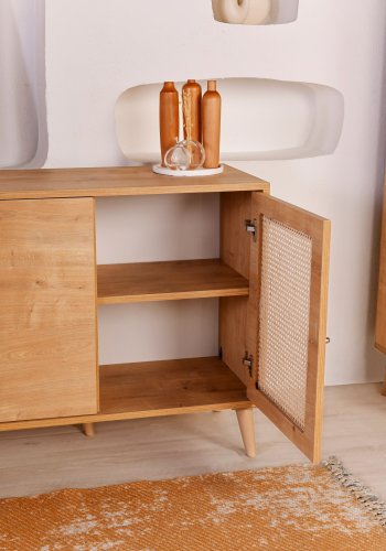 NORDVÄRK Hazeran sknk, m. 4 lger - natur melamin og metal