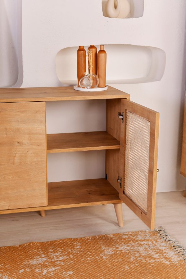 NORDVÄRK Hazeran sknk, m. 4 lger - natur melamin og metal