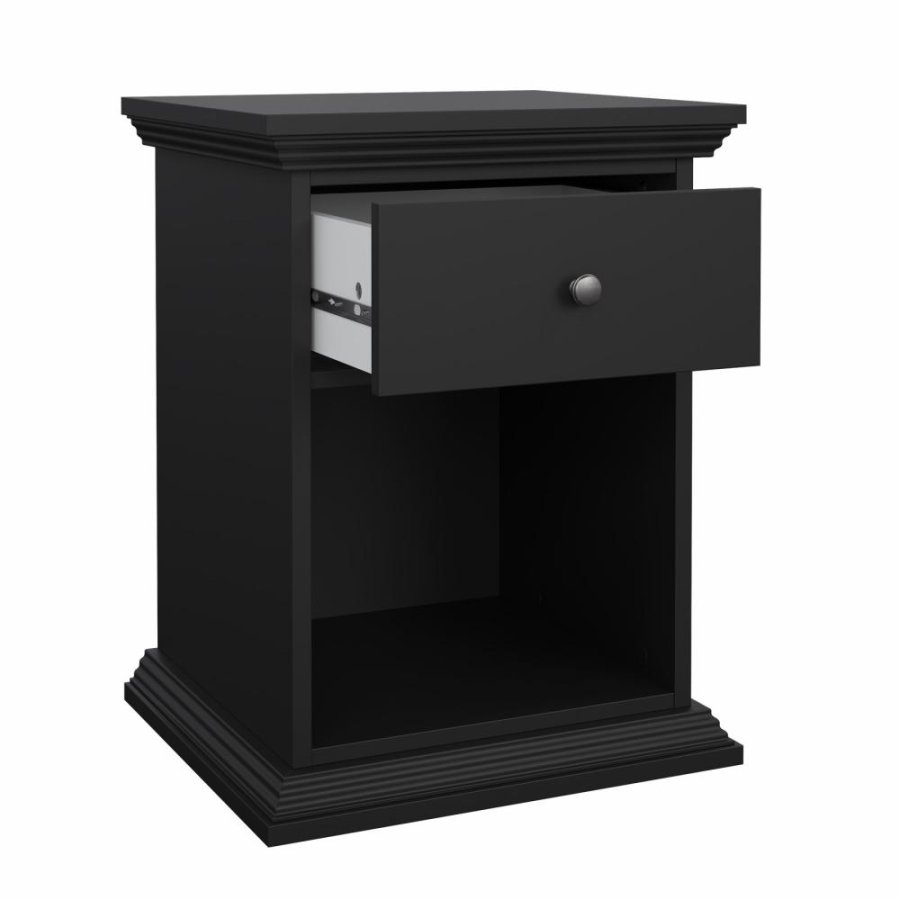 TVILUM North sengebord med 1 skuffe, mat sort, 47,8 x 43,3 x 63,4 cm