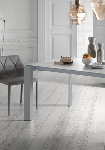 KAVE HOME Axis spisebord, m. butterflybordplade - hvid Kalos porceln og gr stl (140(200)