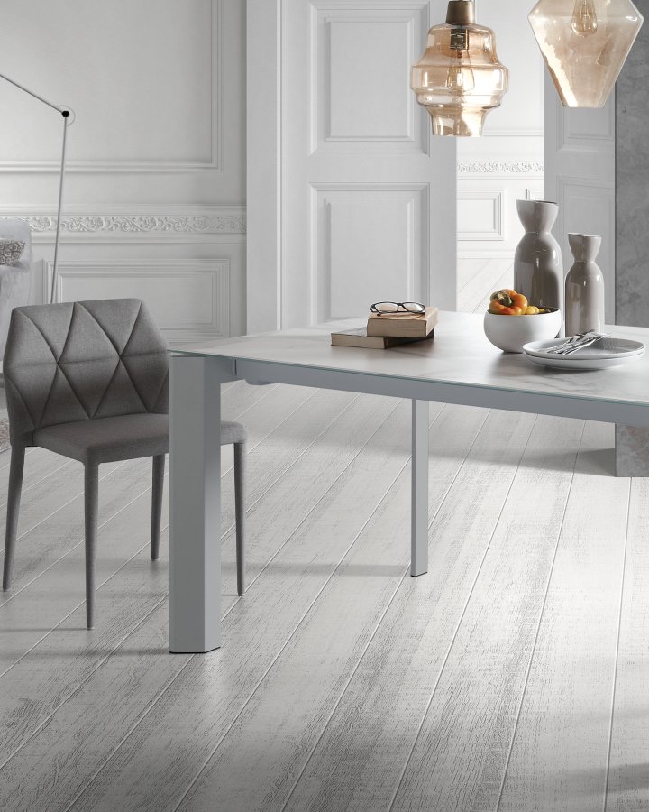 KAVE HOME Axis spisebord, m. butterflybordplade - hvid Kalos porceln og gr stl (140(200)