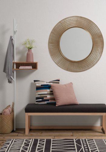 KAVE HOME Belgrad stumtjener - hvid/natur metal/egetrsfinér, m. hylde