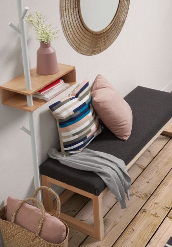 KAVE HOME Belgrad stumtjener - hvid/natur metal/egetrsfinér, m. hylde