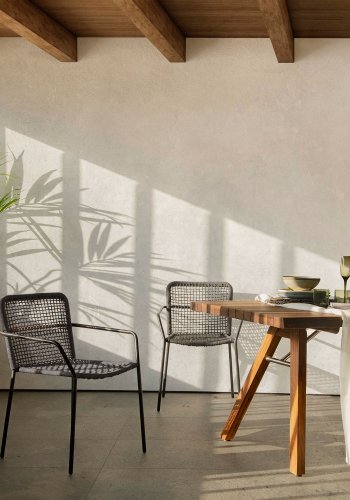 KAVE HOME Boomer spisebordsstol m. armln - mrkegr reb og gr stl