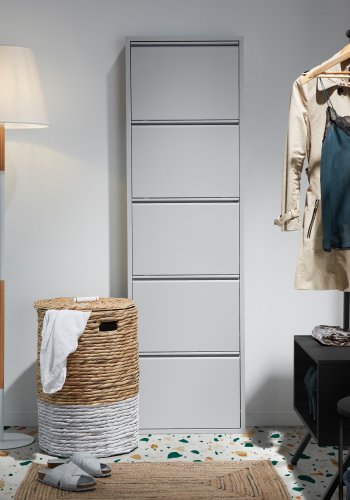 KAVE HOME Ode skoskab, m. 5 lger - gr stl (50x168,5)