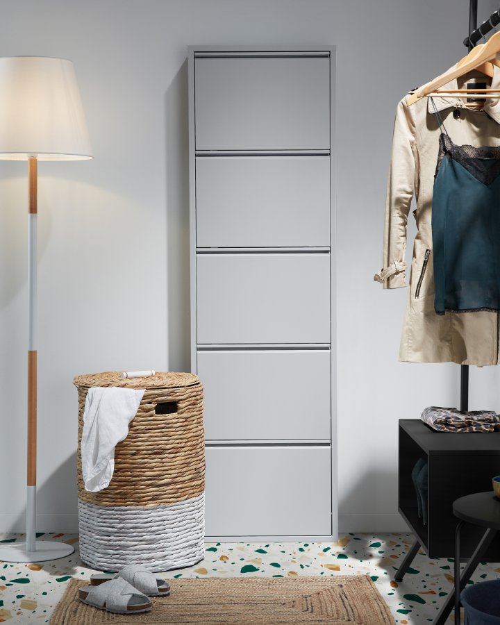 KAVE HOME Ode skoskab, m. 5 lger - gr stl (50x168,5)