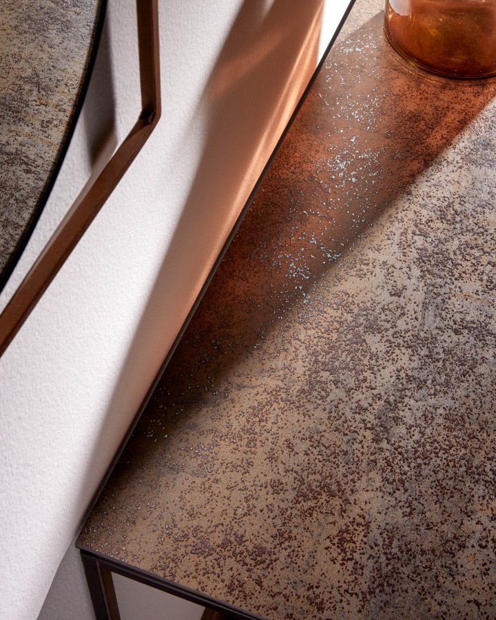 KAVE HOME rektangulrt Rewena sidebord - mrkebrun keramisk sten, keramik og metal